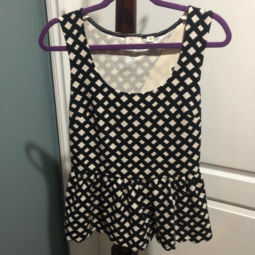 Anthropologie Checkered Peplum Top